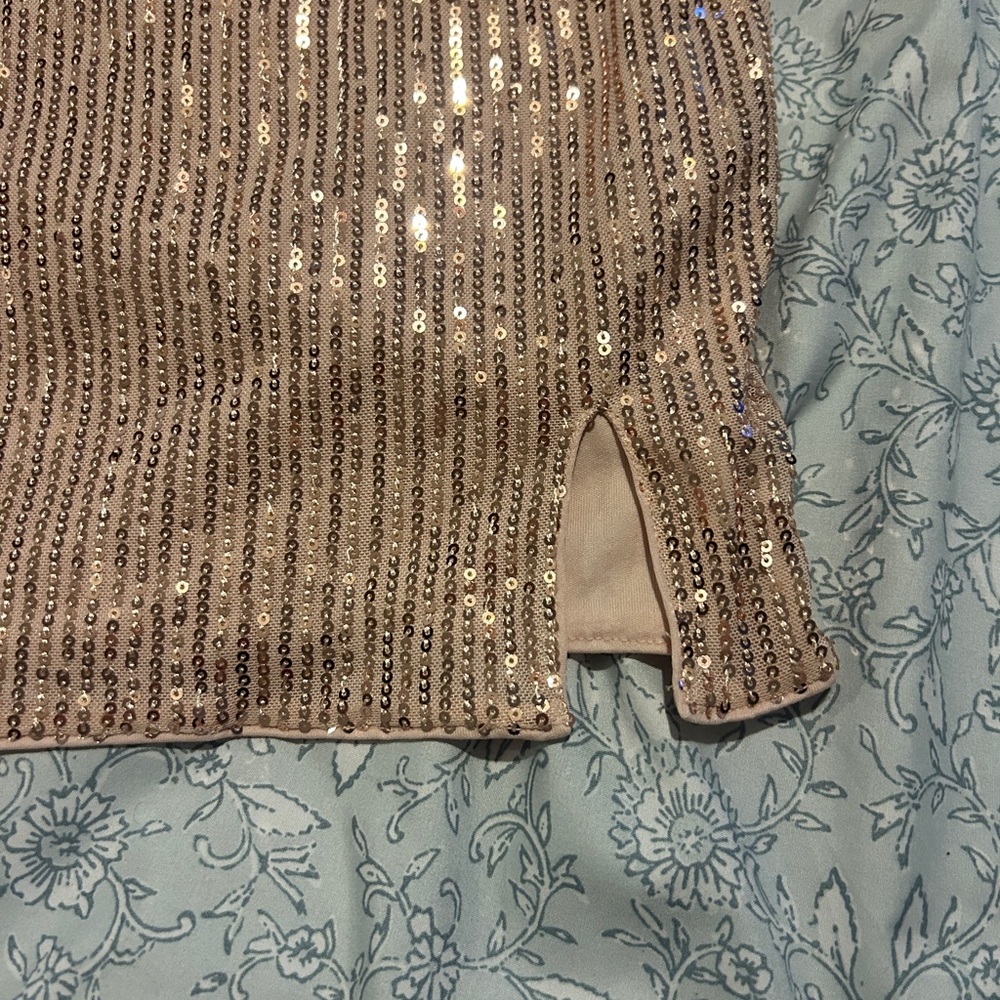 One-Shoulder Pink with Rose GoldSequin Party Dress - Picture 3 of 11